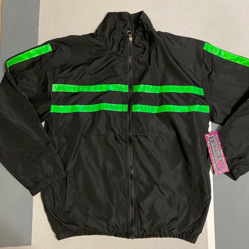Women’s Plus Size Black & Green Windbreaker ZIP-Up